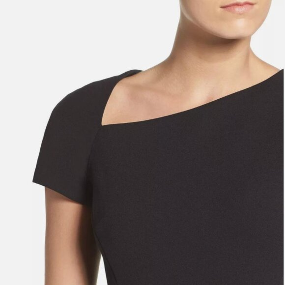 Maggie London Black Sheath Dress with Asymmetrical Neckline- 4P - Picture 3 of 4